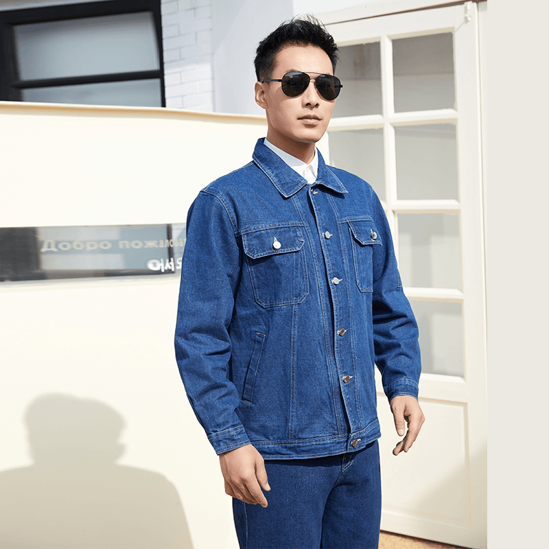 牛仔工作服套装纯棉国家电网工作服电工电焊工劳保服厂服耐磨防烫