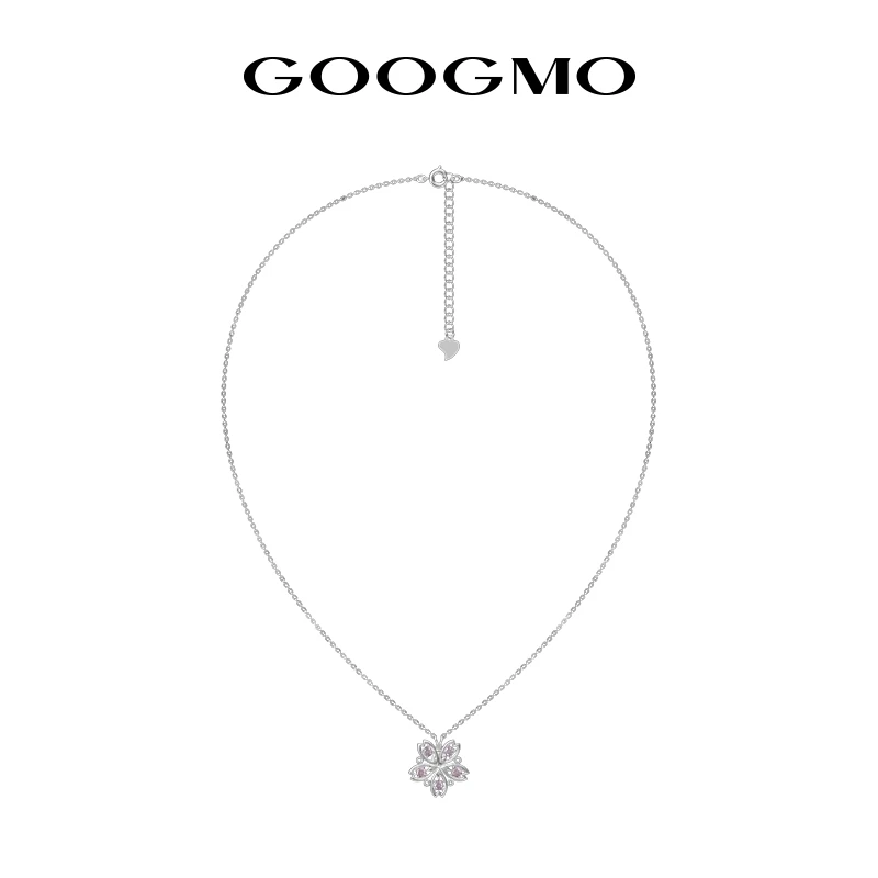 GOOGMO 铜合金合成锆石项链  遇见樱花系列项链