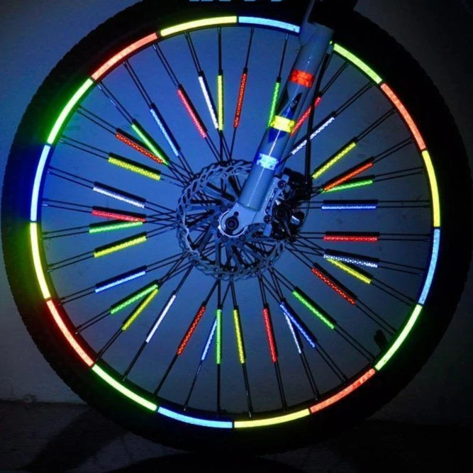 山地自行车贴纸反光贴夜骑辐条棒钢丝条荧光风火轮死飞车轮反光条