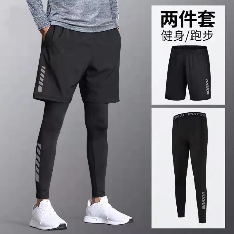 紧身裤男高弹健身房短裤运动套装跑步服篮球压缩训练衣服打底装备
