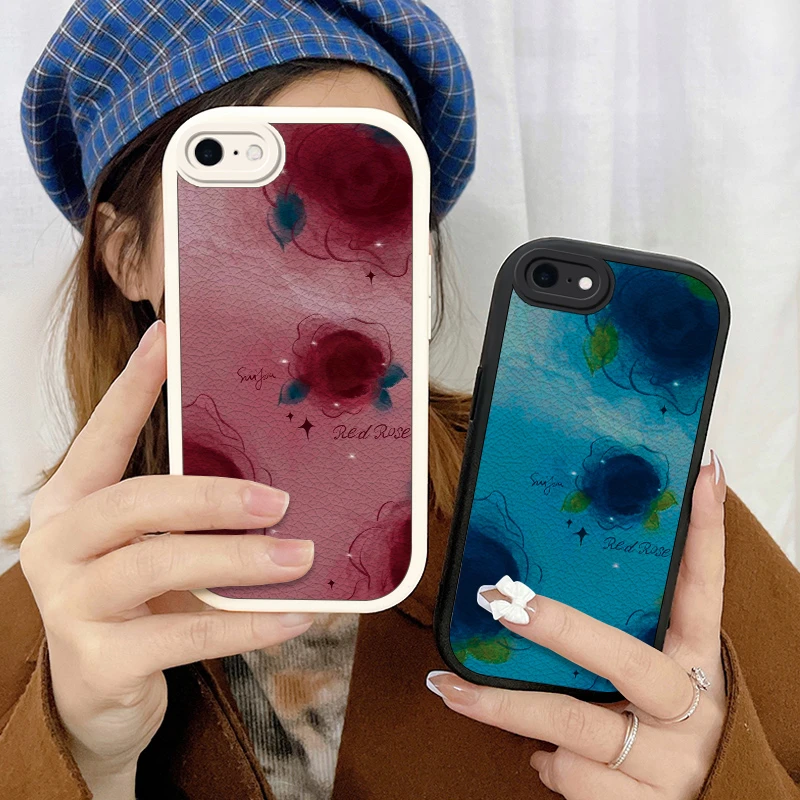 浪漫花适用苹果se3手机壳小羊皮iPhonese2保护套se第三代外壳硅胶