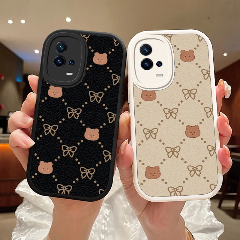 迷你熊iqoo8手机壳IQOO8pro保护套女款iqoo7情侣vivo小羊皮全包镜