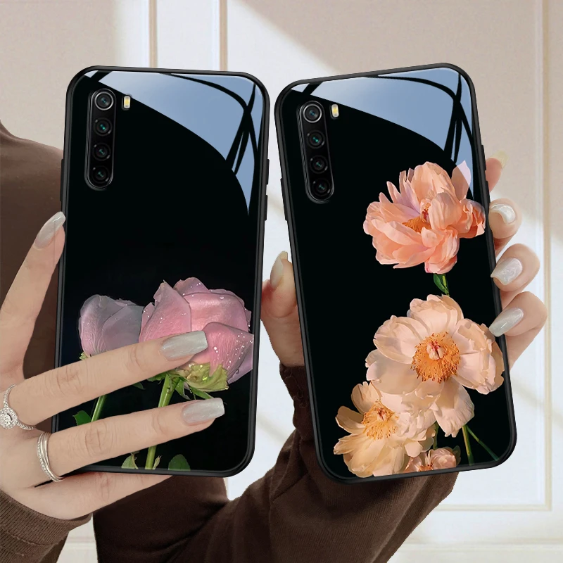 幽香花适用小米红米note8手机壳note8pro高级女款新款玻璃note7保