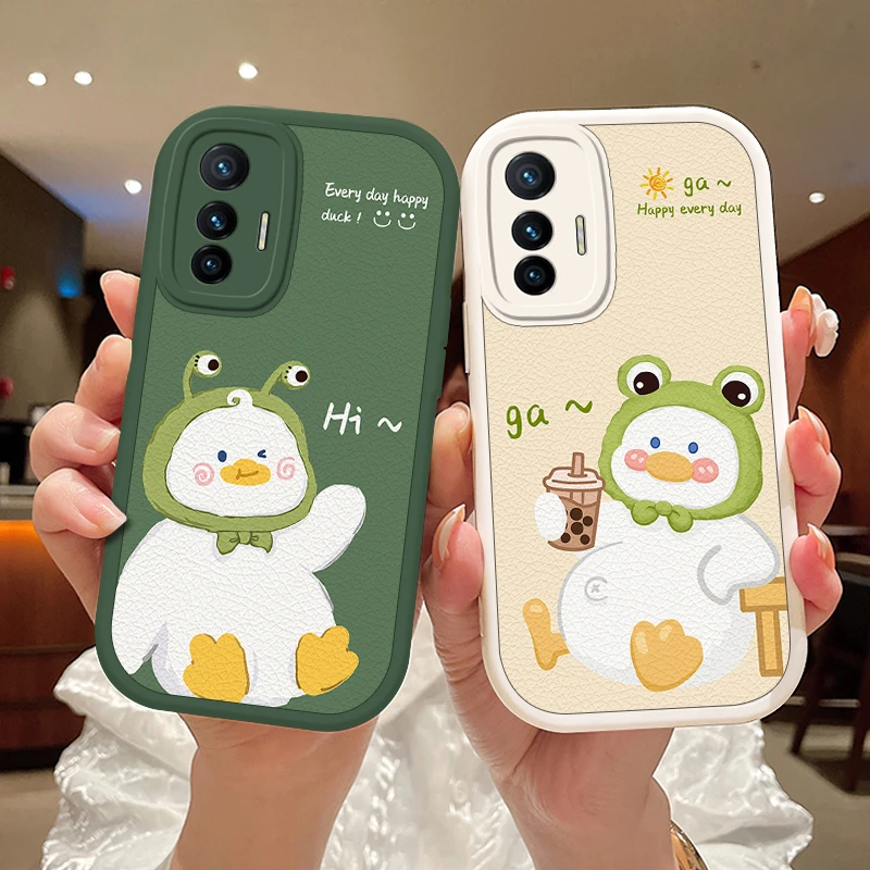 超萌鸭vivox70手机壳x70pro轻薄x70t情侣硅胶防摔高级可爱保护套