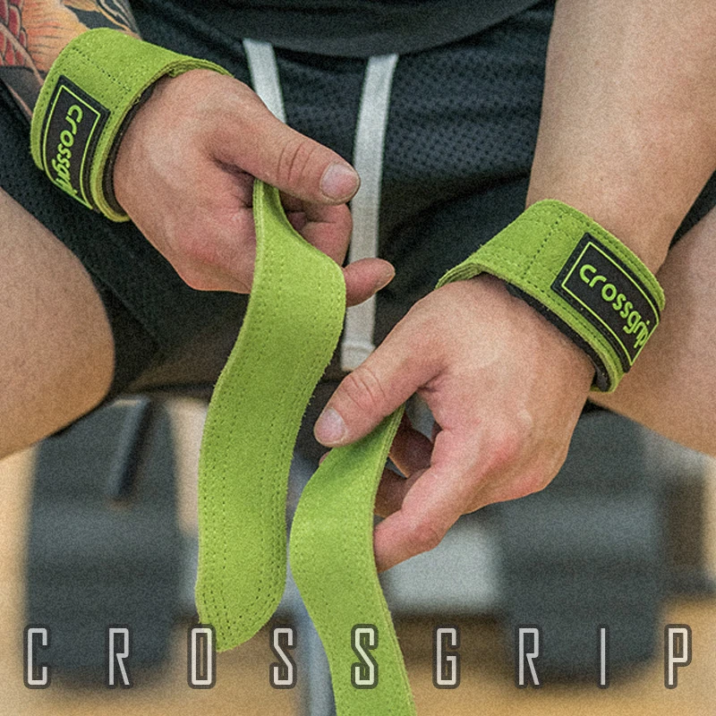 crossgrip伽满牛皮一字助力带硬拉手套护掌单杠引体向上护腕带