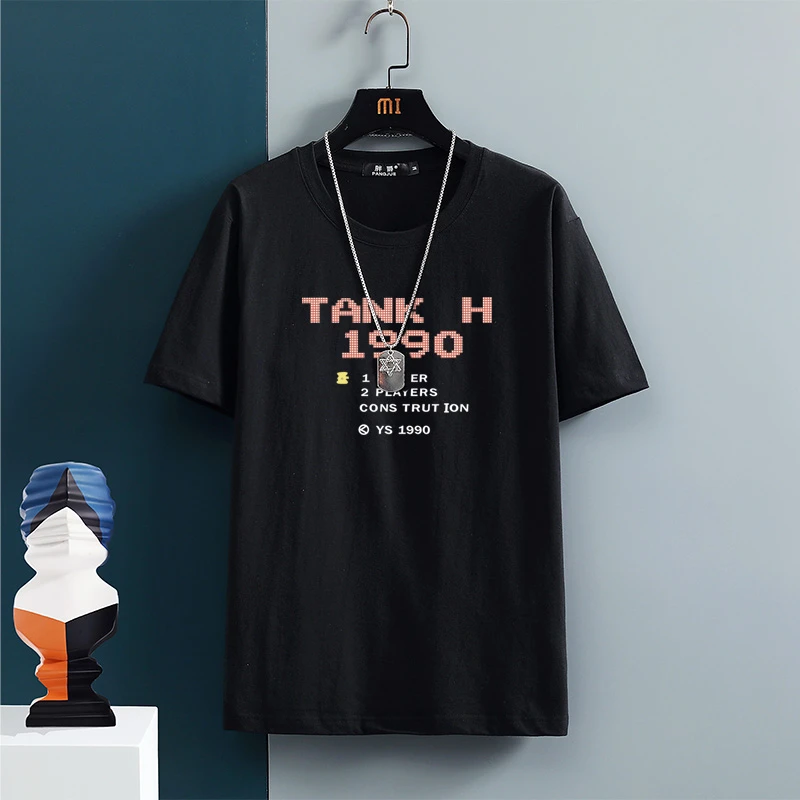 复古90坦克学生加肥加大码男遮肚显瘦纯棉宽松胖子肥佬t恤短袖ins