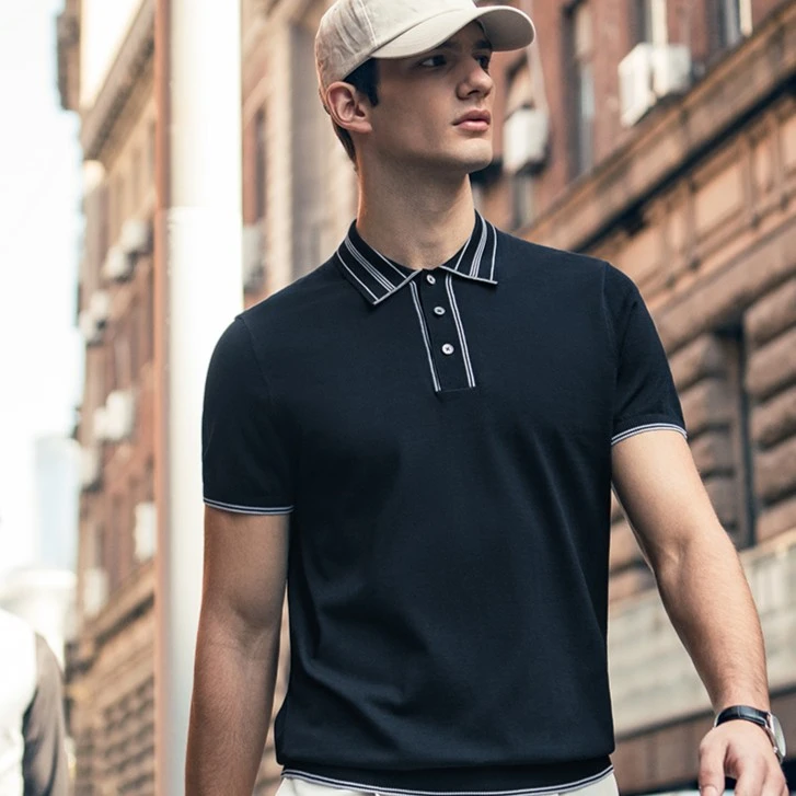 【五折】布先生翻领针织T男2023春夏时尚纯棉时尚百搭T恤 AT11196