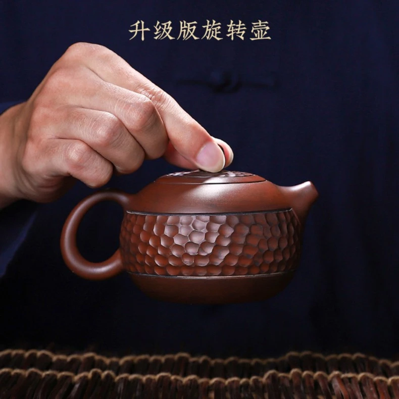 浪发凤鸣手工飞机壶旋转茶壶锤纹西施手工壶单壶纯云南建水紫陶壶