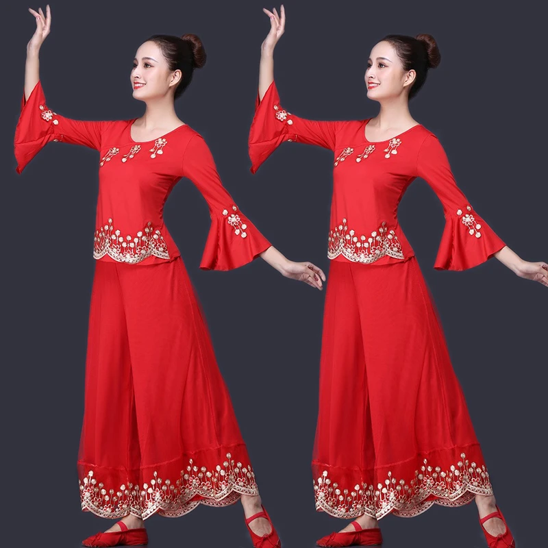 跳广场舞服装女新款套装2023中老年中国风秧歌舞蹈服扇子舞演出服
