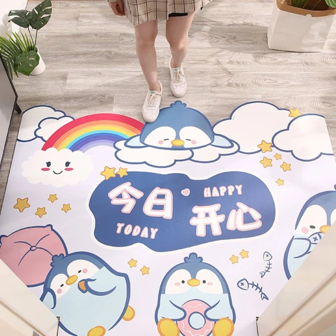 企鹅恋人可裁剪门口进门地垫家用可擦免洗pvc入户门地垫卡通可爱