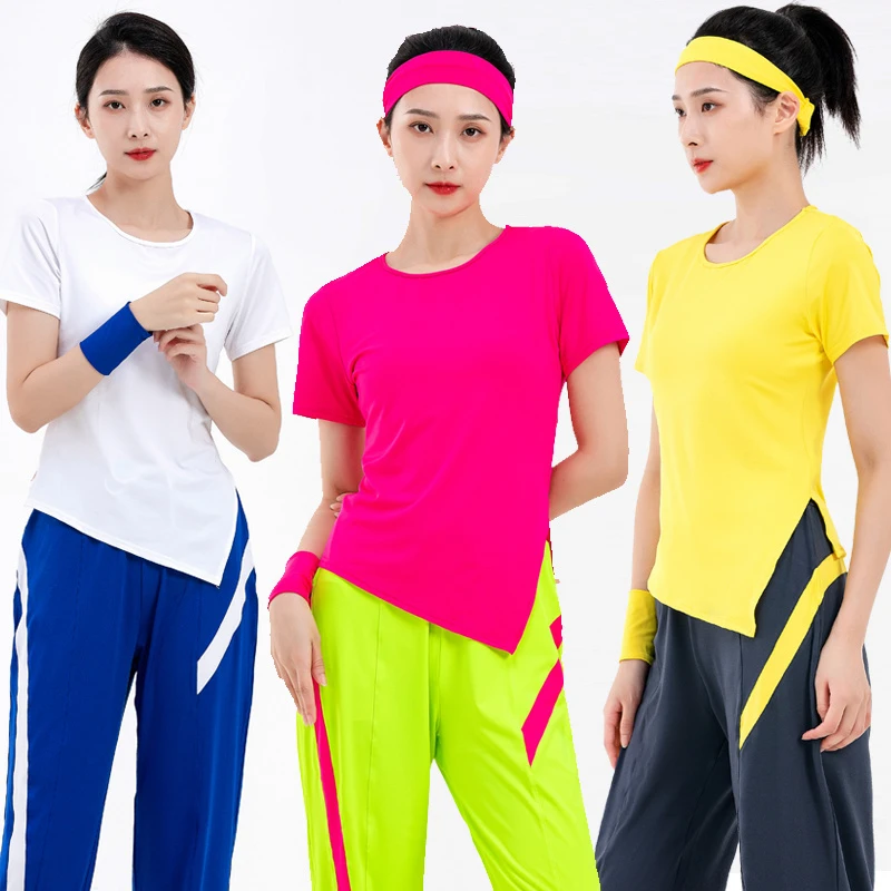 浩舟广场舞瑜伽健美操比赛服女跳操健身服吸汗速干显瘦上衣21101