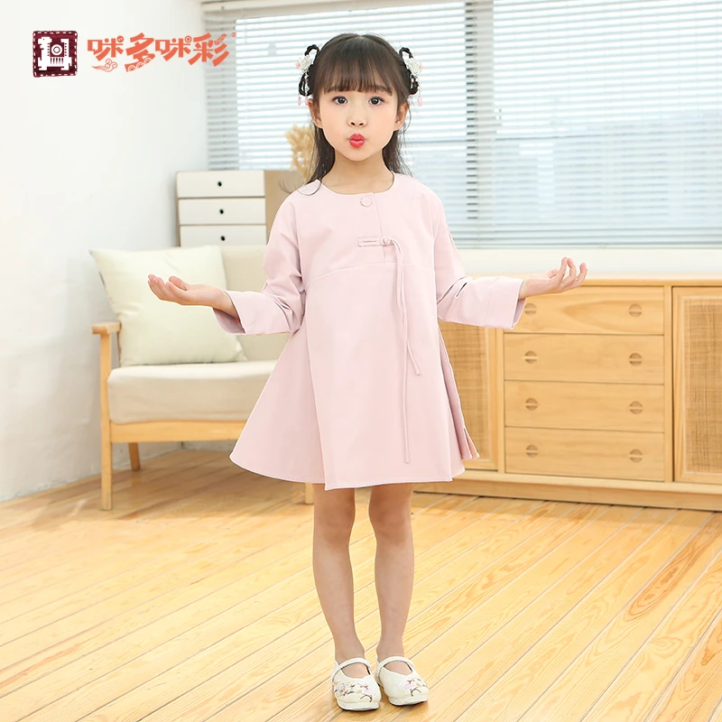 咪多咪彩原创设计春季儿童公主裙新款女童长袖娃娃裙A字版连衣裙