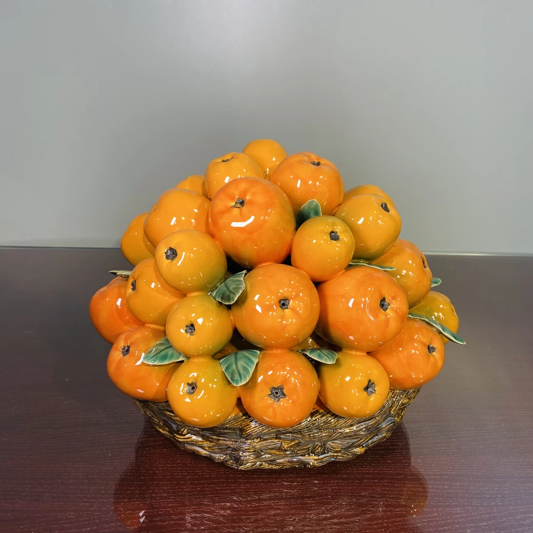 【金玉满堂-枇杷篮-长39高29】精品石湾公仔手工摆件家居摆件