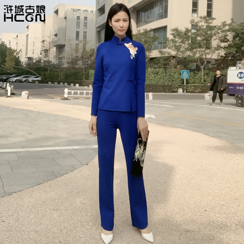 浒城古娘中式国风时尚气质立领锦花阁罗马套装-21C18179+21C19170