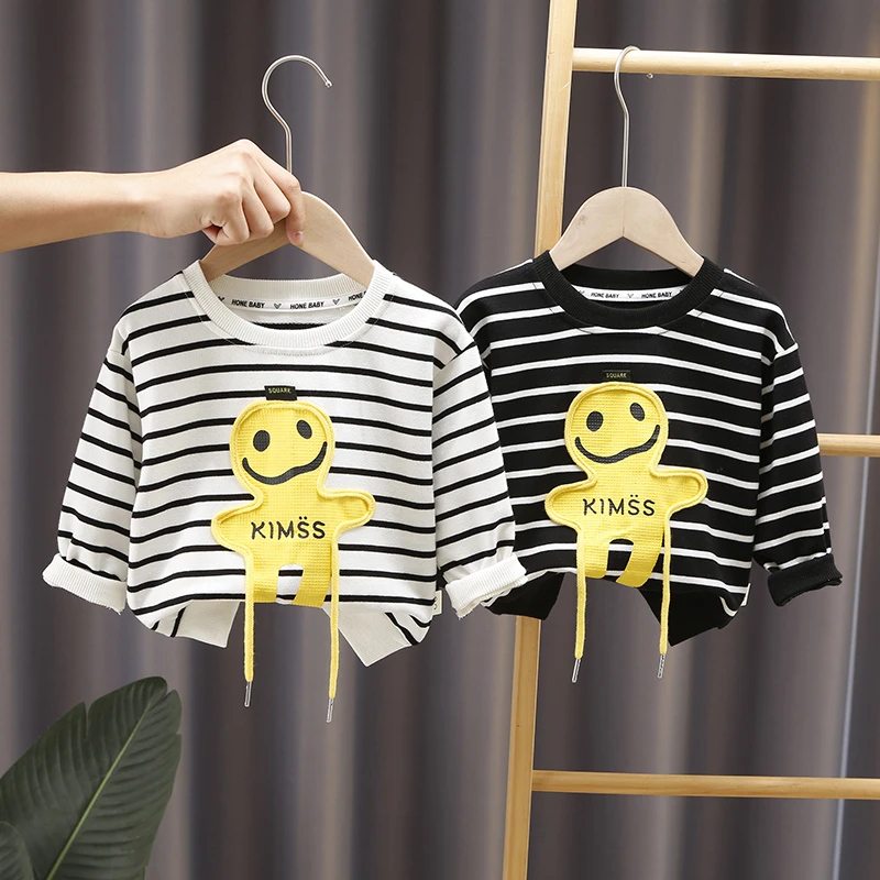 童装2025春季新款条纹长袖儿童时尚休闲打底衫婴幼儿卡通上衣百搭