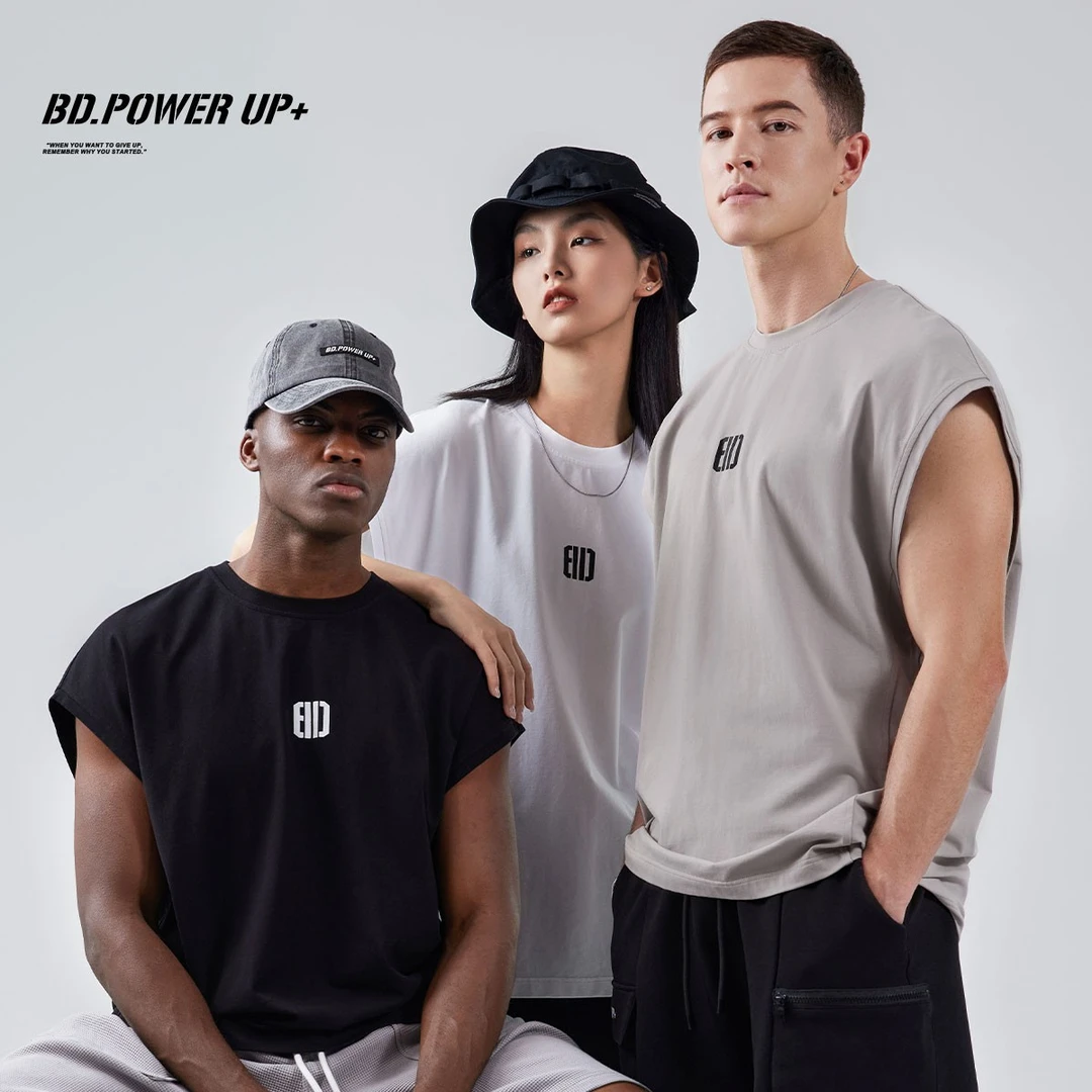 BD.POWER UP+夏季简约无袖背心男宽松时尚篮球运动背心男薄款
