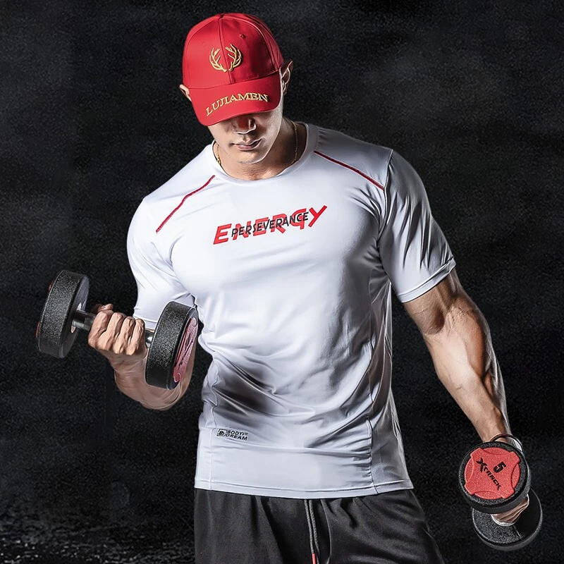 男子运动健身服速干吸汗高弹透气紧身短袖健身衣