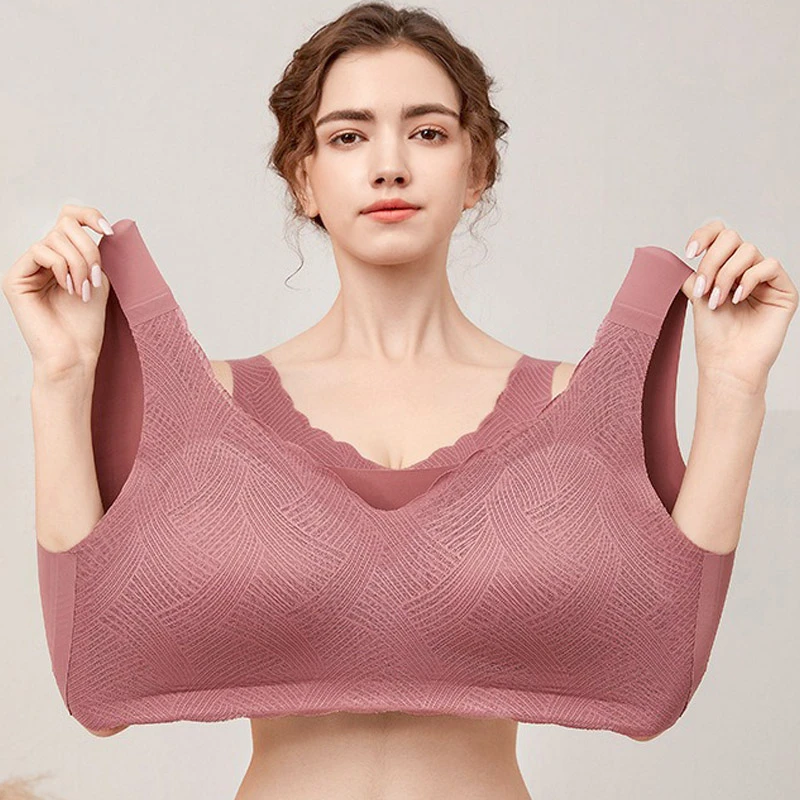 加大码无痕无钢圈运动文胸胖mm美背背心瑜伽内衣女聚拢收副乳胸罩