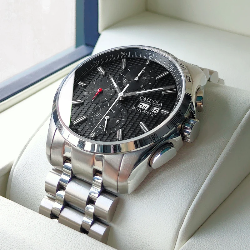 卡罗莱品牌男表经典夜光全自动机械表男士手表双历潮流腕表CA1169