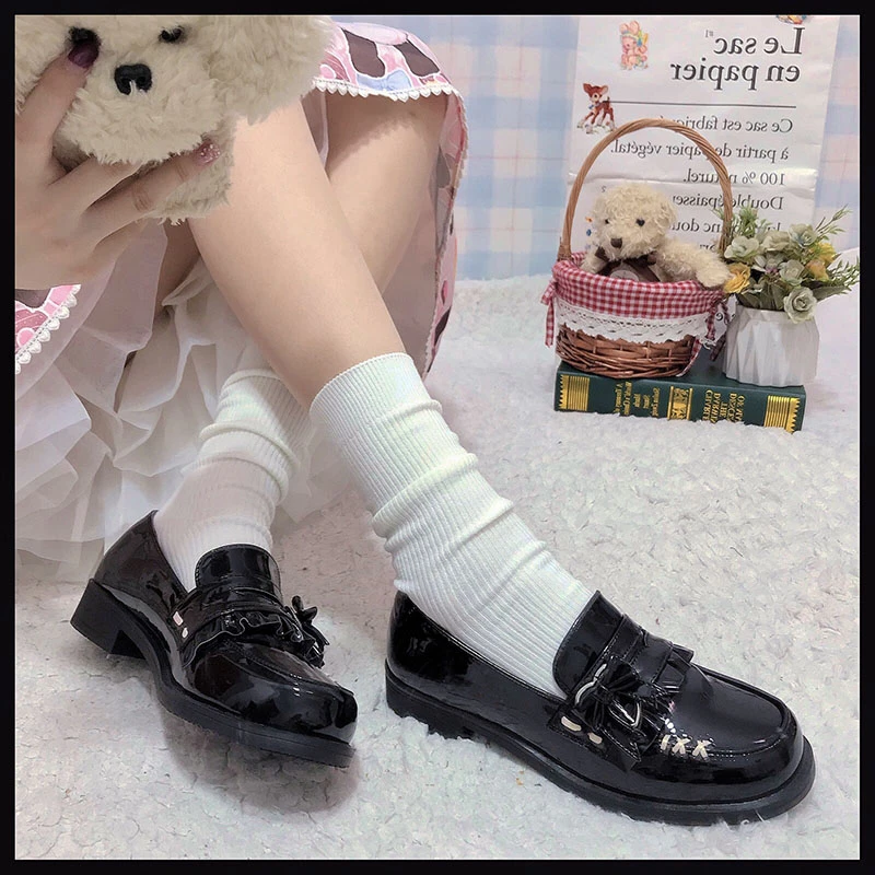 原创【甜心密探】日系新款学院风JK制服鞋圆头低跟蝴蝶结小皮鞋女