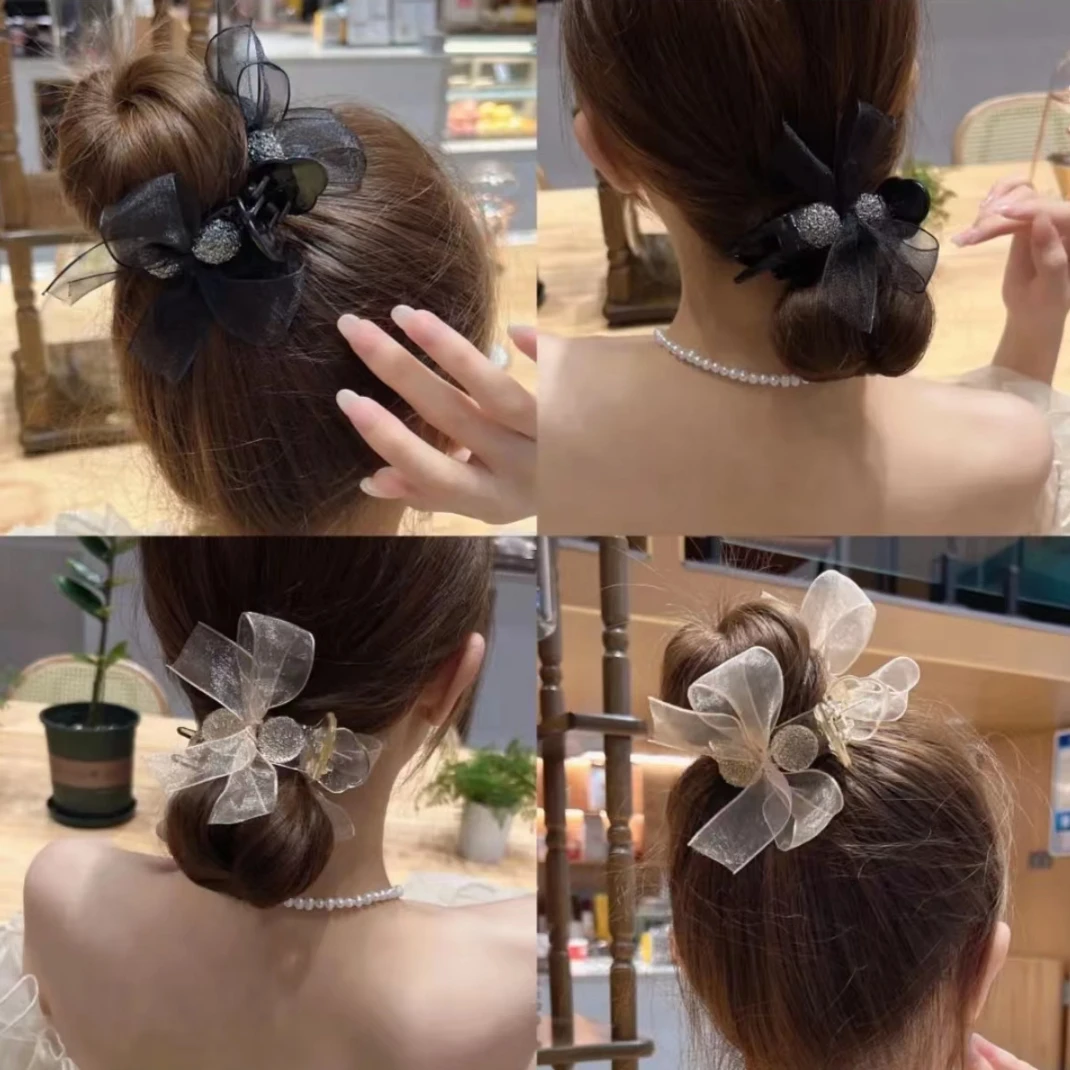 丸子头发夹蝴蝶结满钻时尚优雅百搭头饰