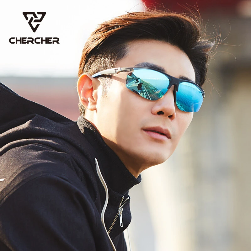 CHERCHER骑行镜跑步马拉松变色偏光太阳墨镜防晒风沙骑自行车近视