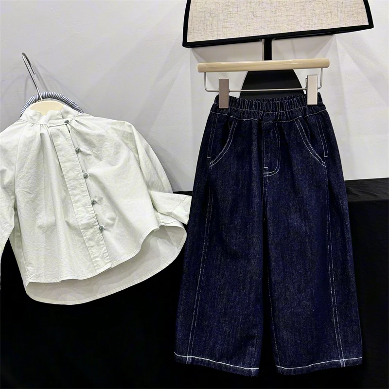 现货Leomama【丹宁遐想】女童牛仔裤秋装新款儿童长裤子洋气直筒裤