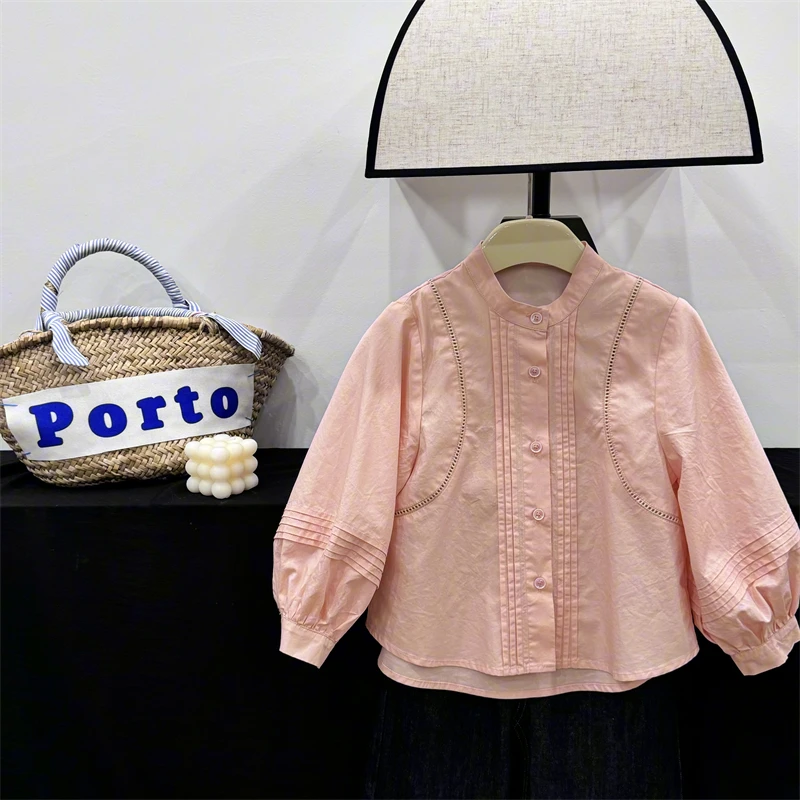 【现货】Leomama女童长袖衬衫秋季新款法式设计感洋气女孩休闲上衣