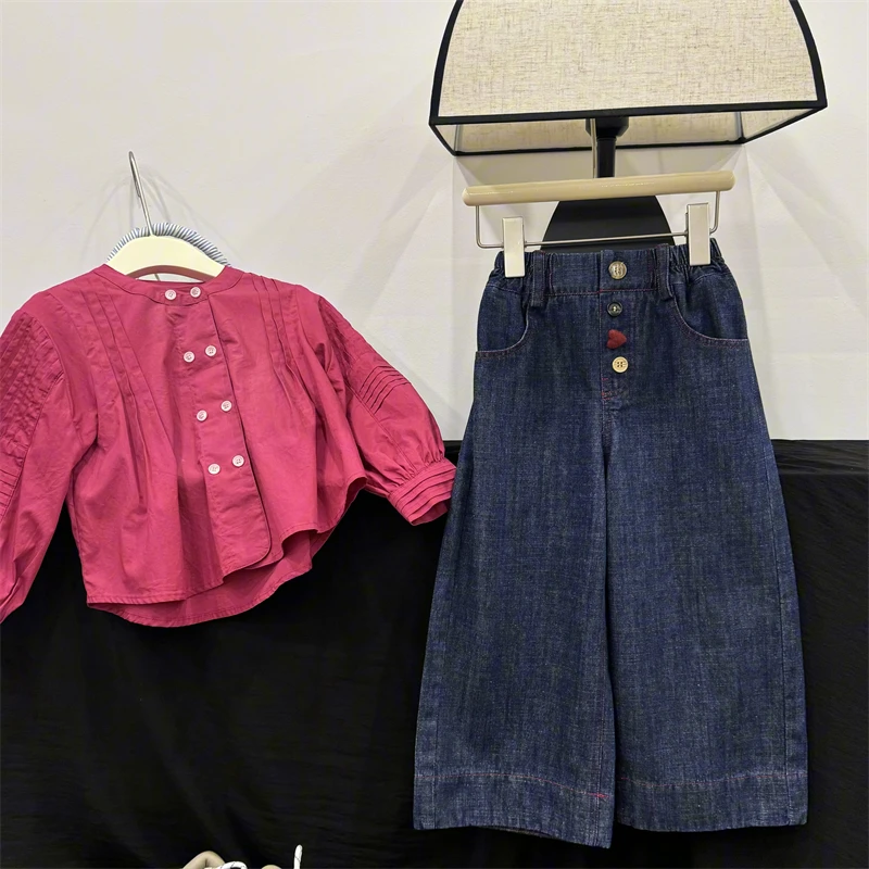 【现货】Leomama童装爱心牛仔裤秋装儿童宽松直筒裤中大童休闲长裤