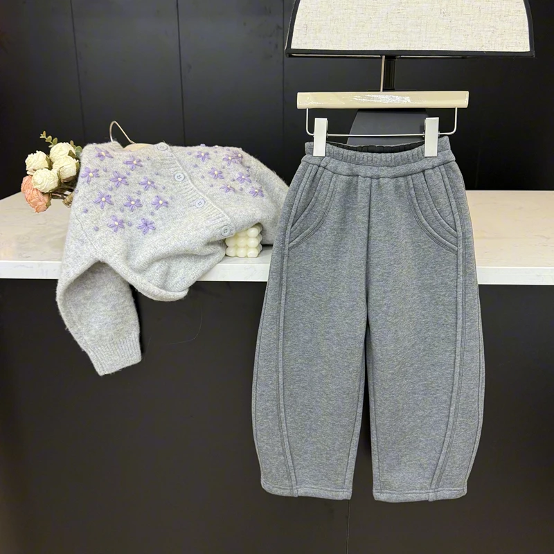 【现货】leomama女童卫裤加绒儿童裤子秋冬款小女孩冬装加厚一体绒