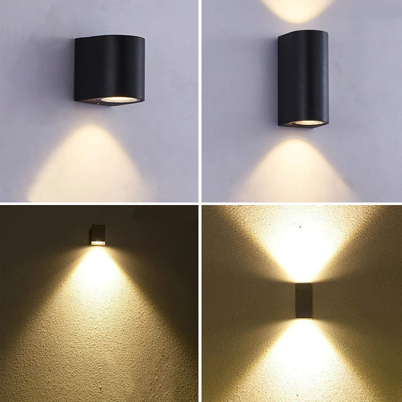 LED简约现代方形户外防水别墅墙灯外墙庭院过道双头上下墙壁灯
