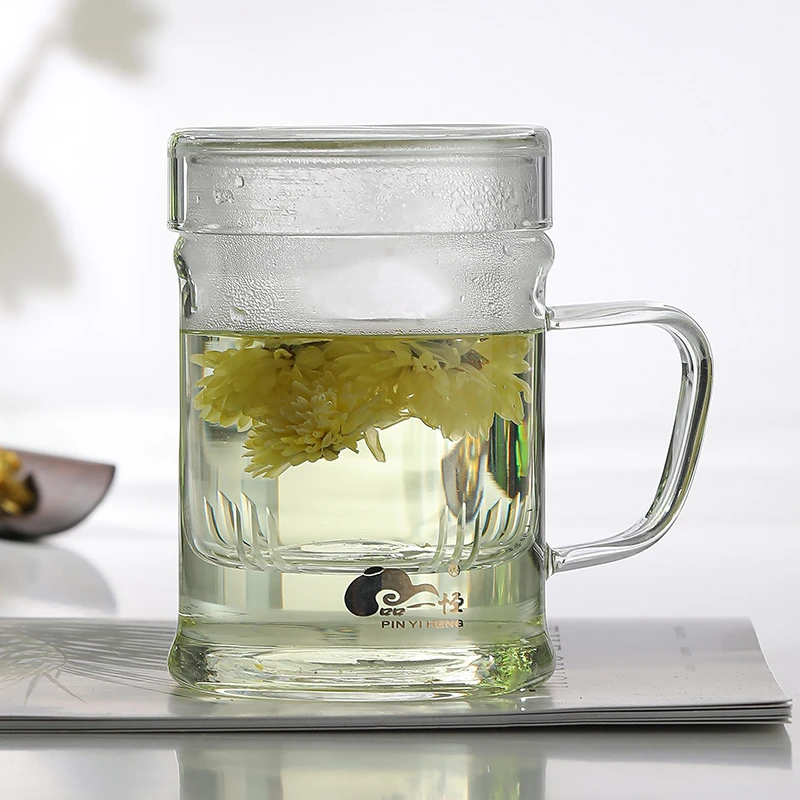 耐高温玻璃泡茶杯个人专用办公室花茶杯茶水分离 家用喝水杯带盖