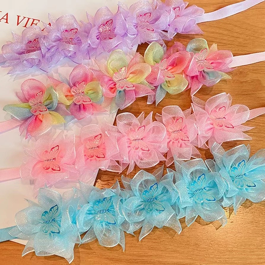 儿童新品蝴蝶结花环发带女童可爱简约仙女甜美发夹演出超仙发饰