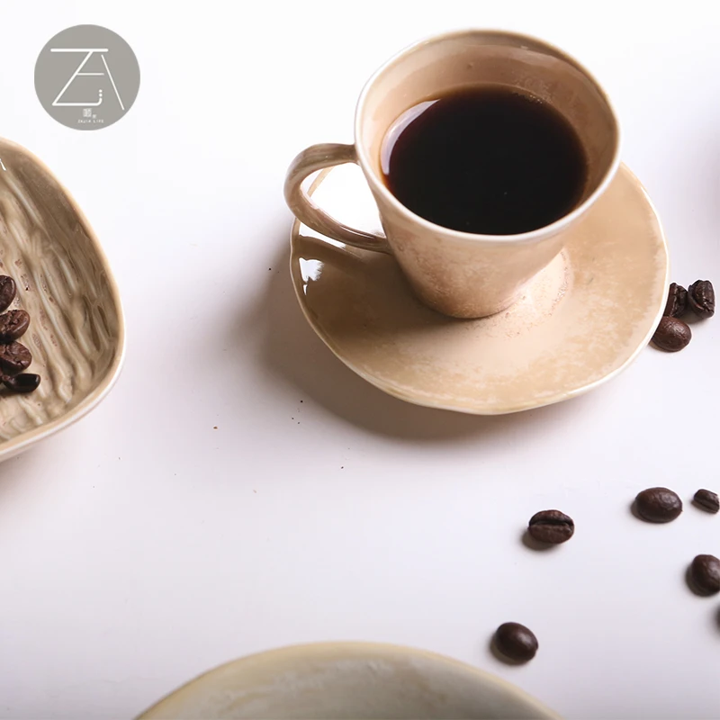 咂家咖啡杯茶杯日式研创微奢淺陶艺复古风陶瓷全手工景德镇高温