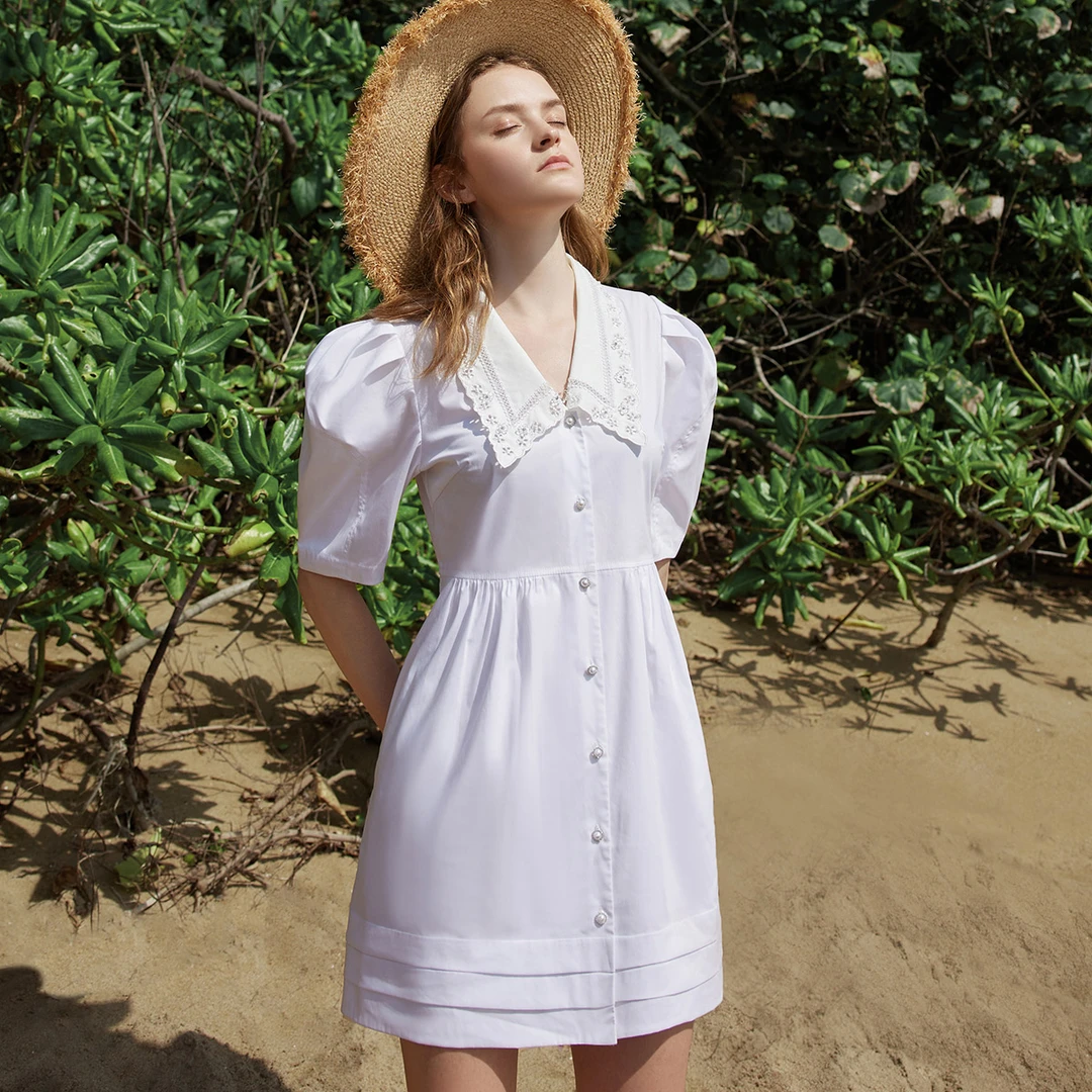 【陈大可】哥文花园刺绣娃娃领连衣裙CWA2084080 COVEN GARDEN