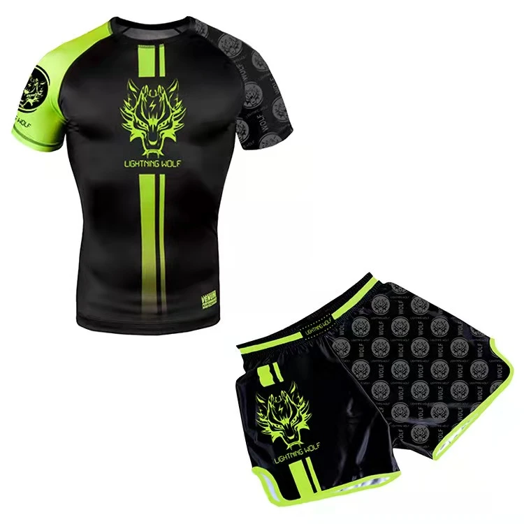 高弹散打衣服搏击服格斗训练服拳击服紧身衣短袖套装泰拳透气夏季