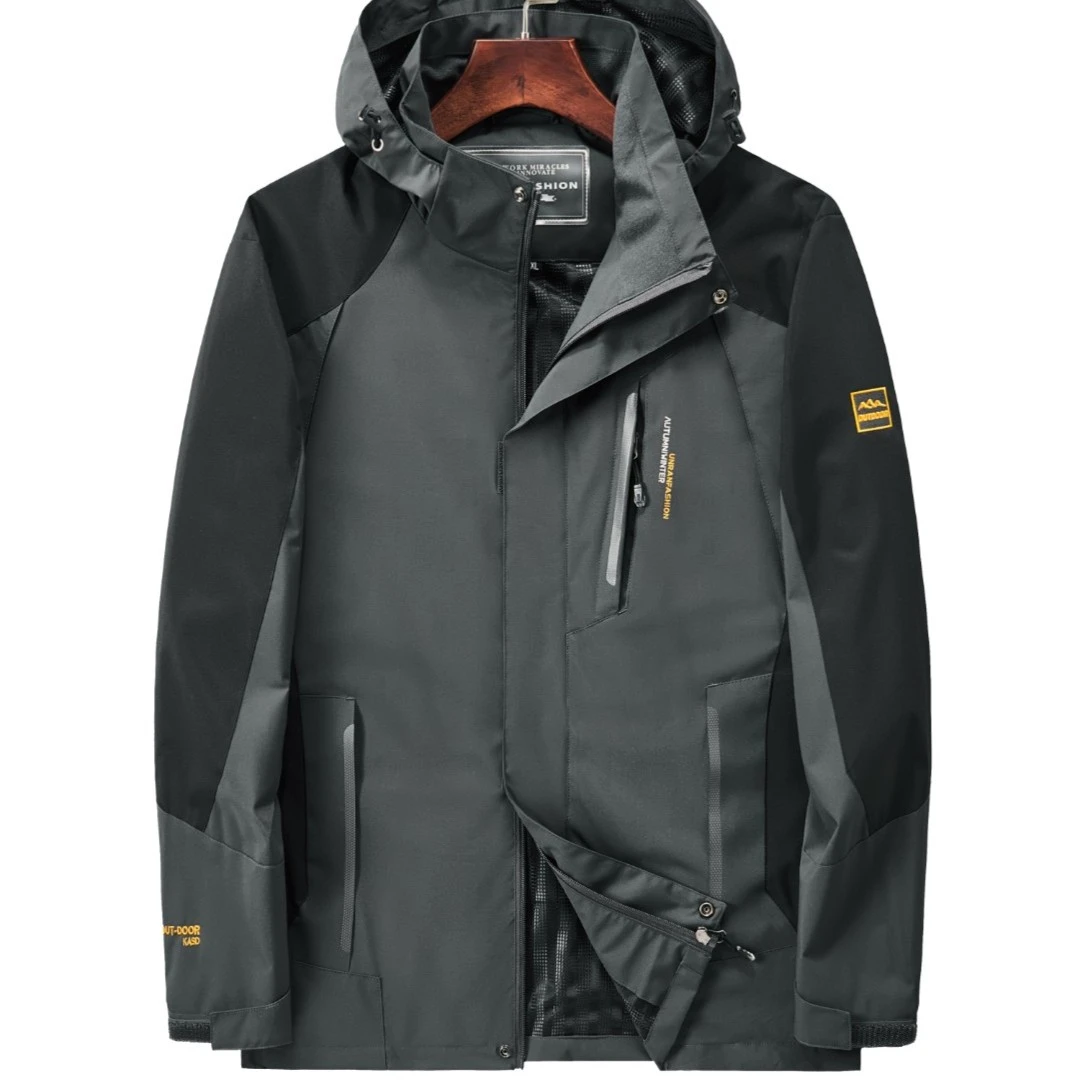 CASAIDENG加大码冲锋衣男春秋新款户外登山服情侣款外套肥佬夹克