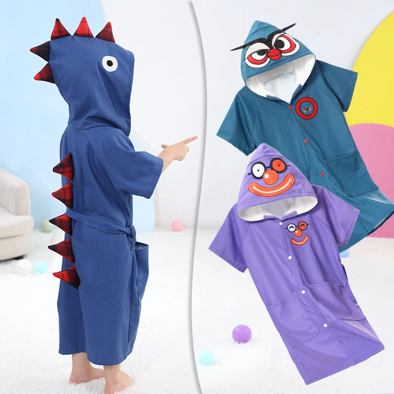 儿童浴巾斗篷浴袍带帽男女孩浴衣比纯棉吸水速干大宝宝游泳可穿夏