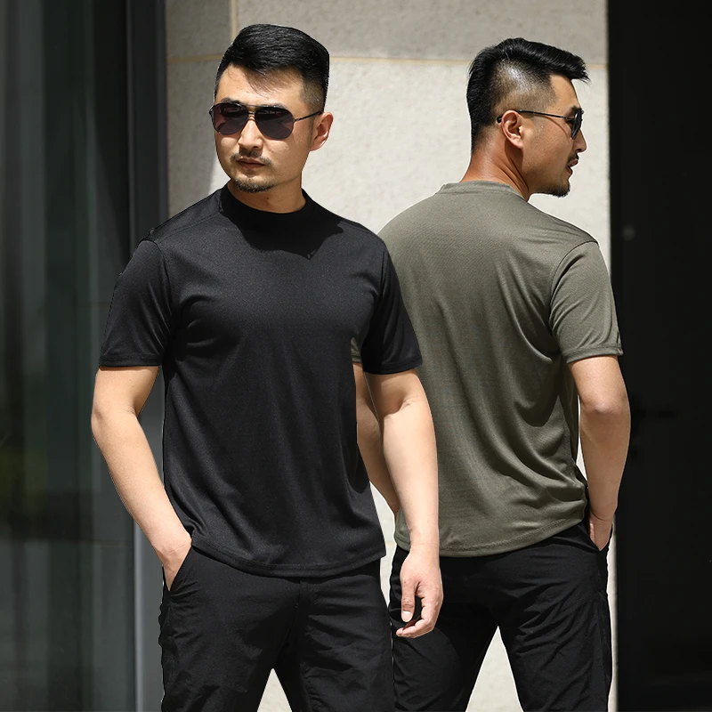 户外吸湿快干衣t恤男运动圆领短袖作训衣透气宽松弹力跑步健身衣