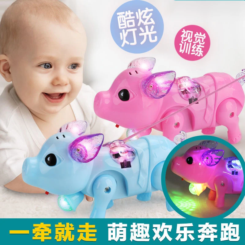 电动小猪牵绳玩具小猪玩具牵绳玩具猪牵绳电动小猪玩具牵绳玩具