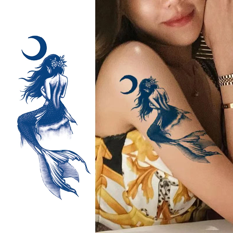 【美人鱼GZ-216】11*18cm草本美人鱼纹身贴保持防水防搓贴纸