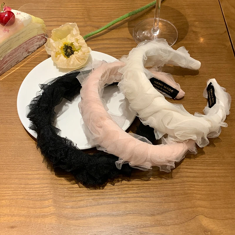 增高颅顶发箍网红网纱压发发卡显脸小发饰女高档