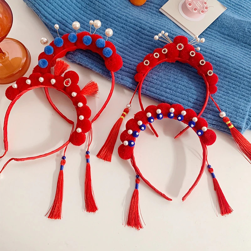 新年中国风京剧发箍古风头箍发卡儿童喜庆拜年发饰