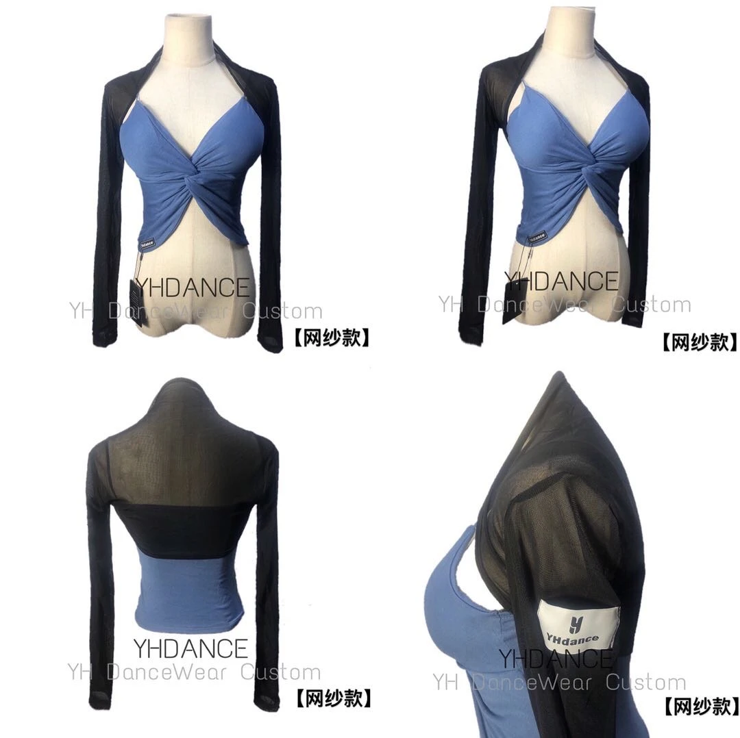 YHDANCE坎肩性感拉丁舞保暖秋冬舞服舞蹈服黑色训练长袖