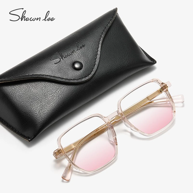 Shawnlee 透明粉ins风腮红眼镜框女素颜大脸显瘦板材镜框可配度数