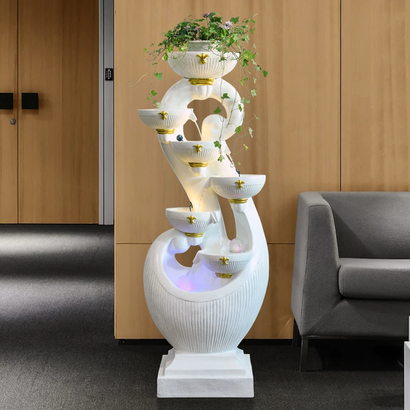 北欧式流水喷泉客厅风水球加湿器盆景创意循环水景观装饰落地摆件