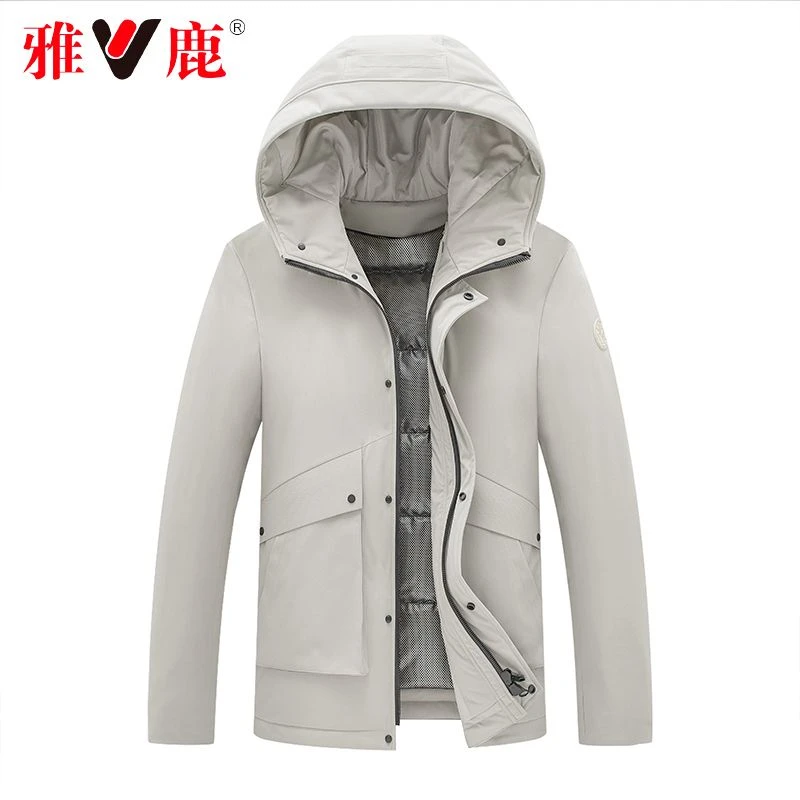V/雅鹿【反季特卖】雅鹿羽绒服男2022新款休闲连帽羽绒服短款外套