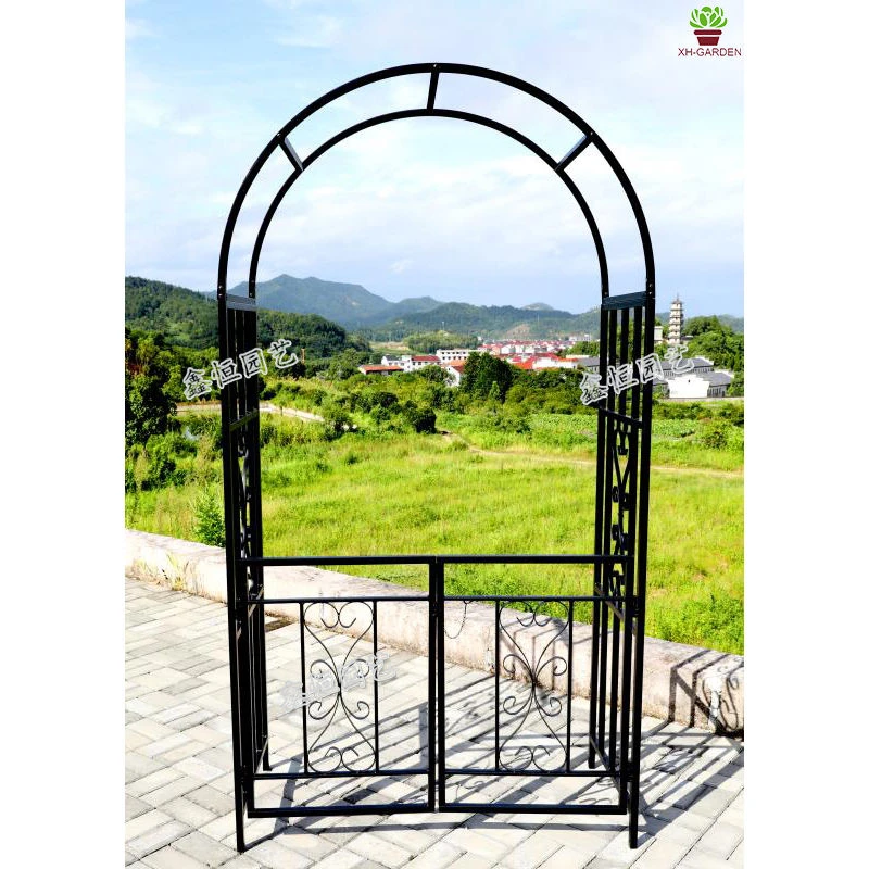 鑫恒园艺欧式别墅庭院花园铁艺拱门花架带门藤月月季户外爬藤架