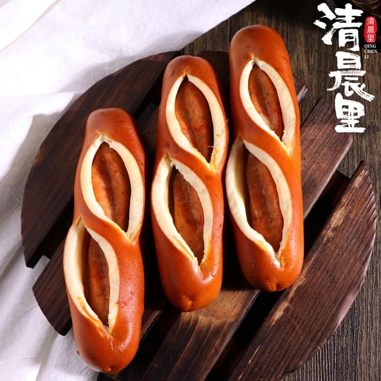 清晨里小龙虾肉肠碱水德国普雷结无蔗糖面包糕点西式零食硬欧包