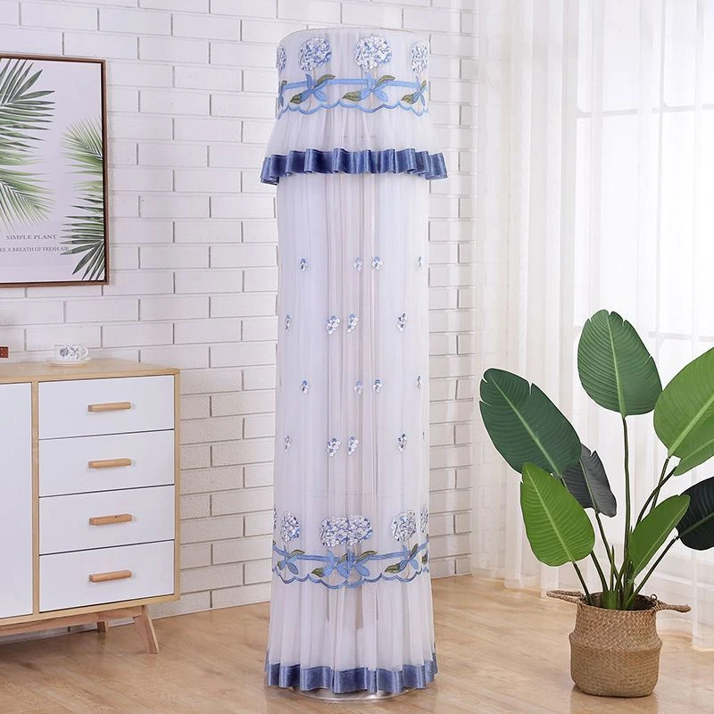 圆形柜机通用免拆防尘空调罩蕾丝蝴蝶款客厅北欧